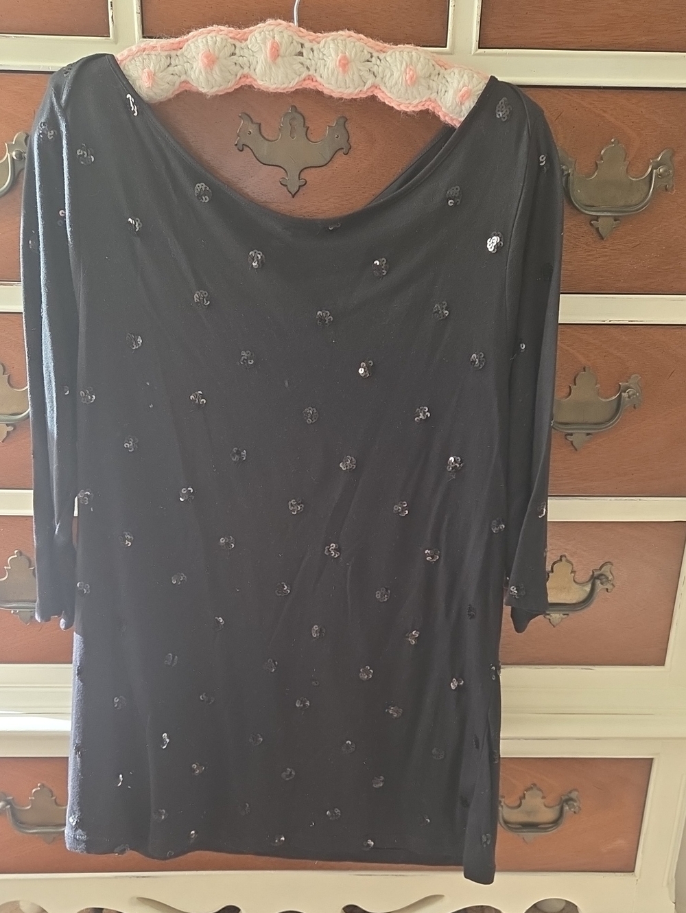 Old Navy Black 3/4 Tunic with Sequin Accents